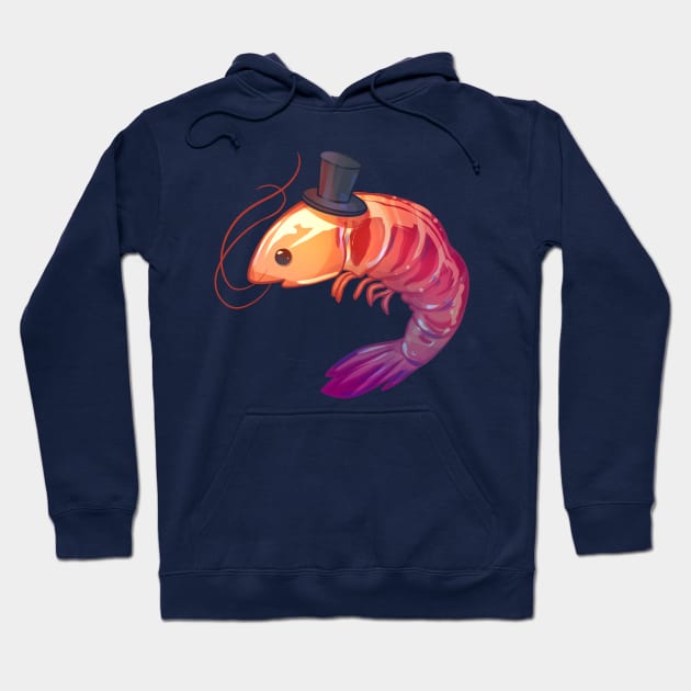 Top Hat Shrimp Hoodie by Claire Lin